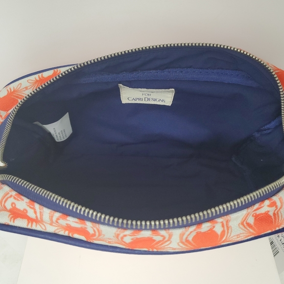 Large Cosmetic Makeup Cosmetic Bag Nautical Crabs - Picture 5 of 6